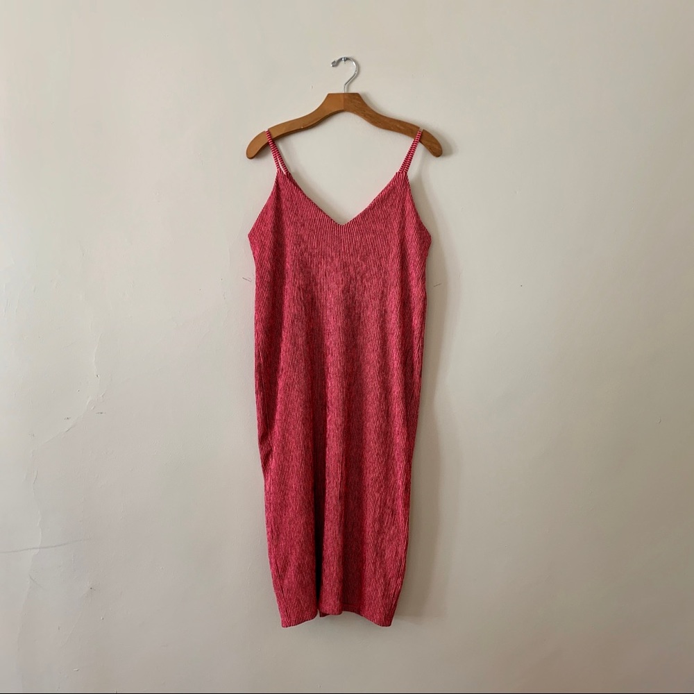 Red & Black Woven Zara Midi Dress